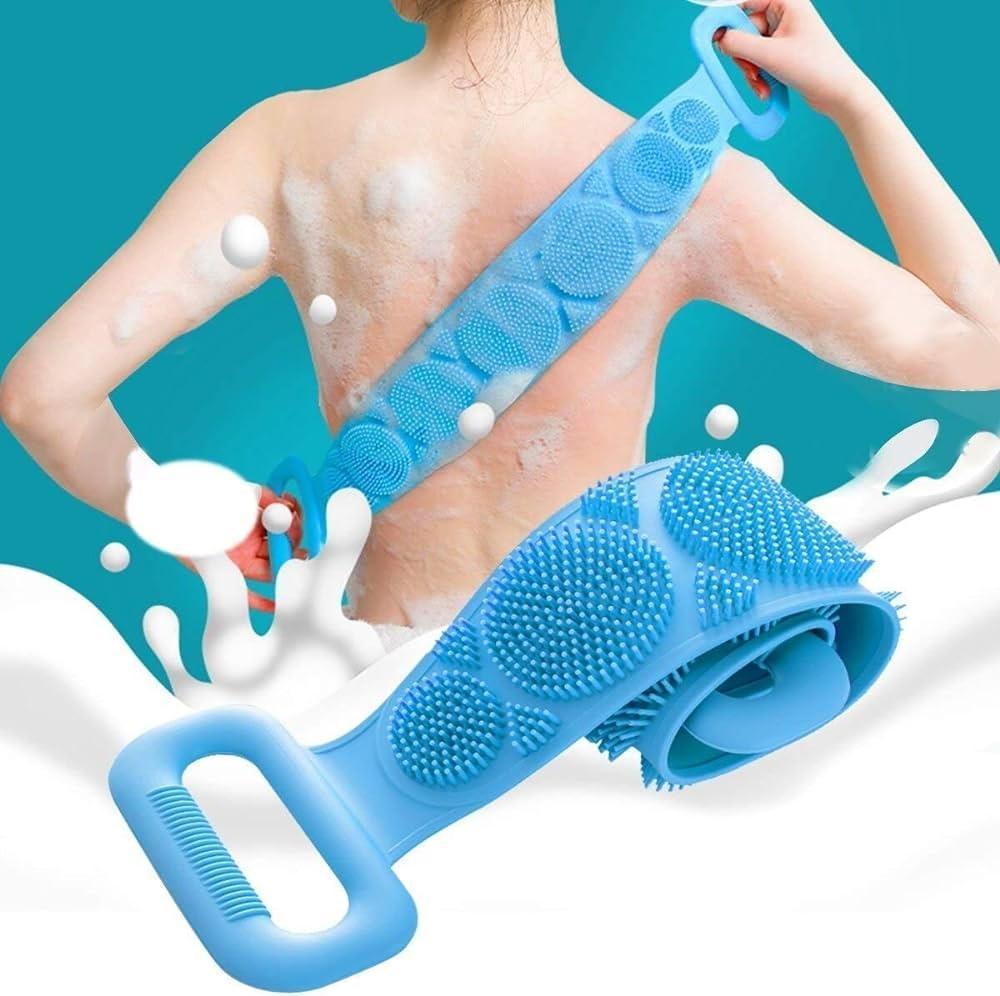 Double-Sided Silicone Body Scrubber - Blue Shower Exfoliator