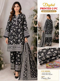 Black 3-D Block Printed Cotton Suit - 2-Piece Unstitched