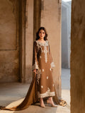 Women's Linen Suit - Brown, Embroidered, 3 Piece, Design 1