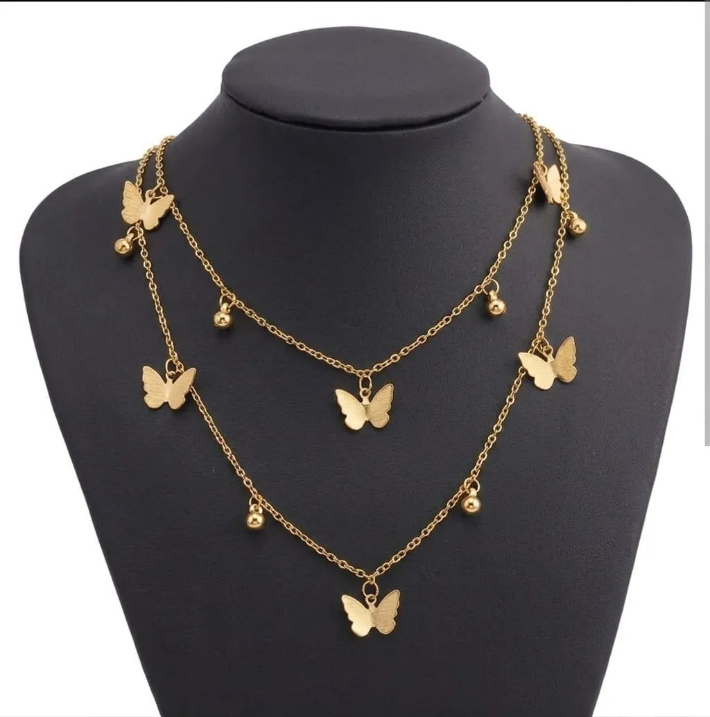Gold Plated Butterfly Necklace Set for Women - view 4