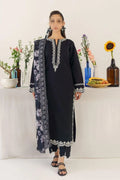 Black Embroidered Dhanak Suit - 3-Piece Unstitched with Pashmina Dupatta (Design 1)