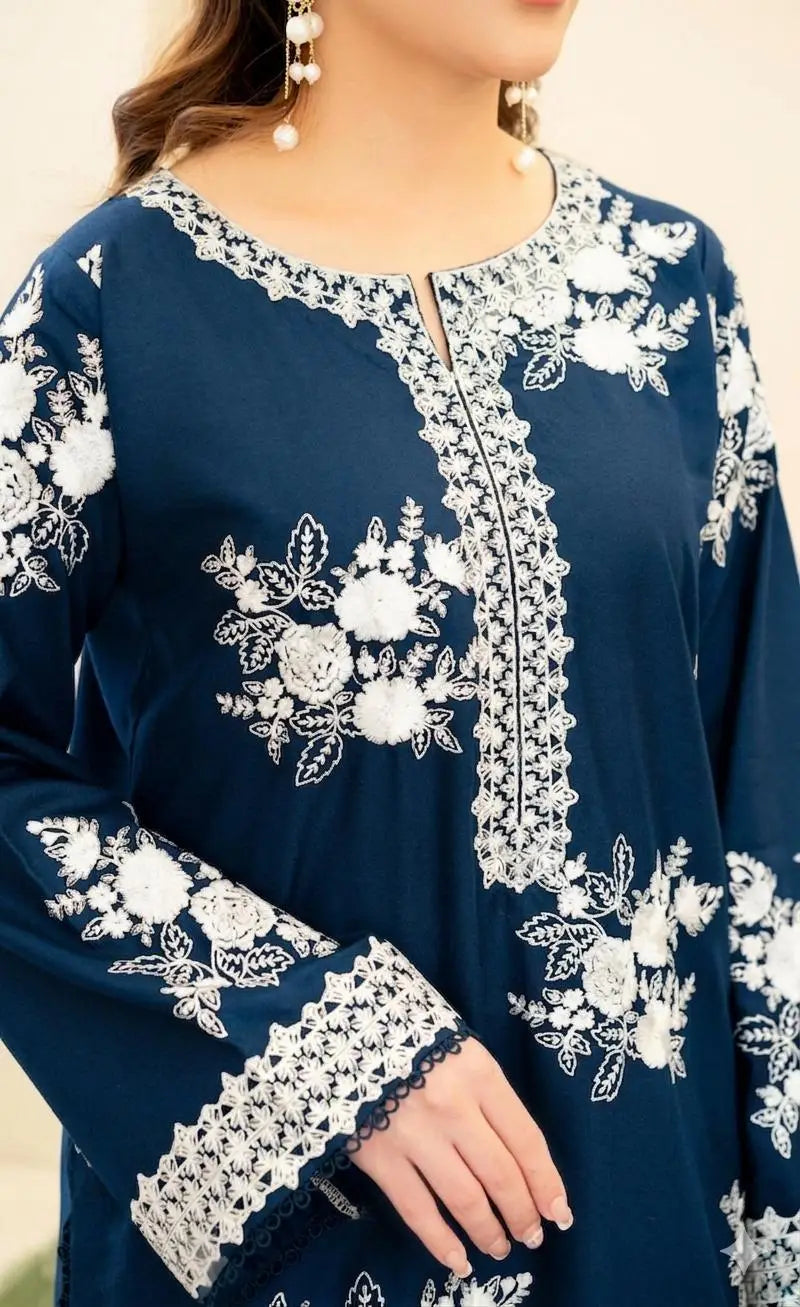 Blue Embroidered Lawn Suit - 3-Piece Unstitched - view 3