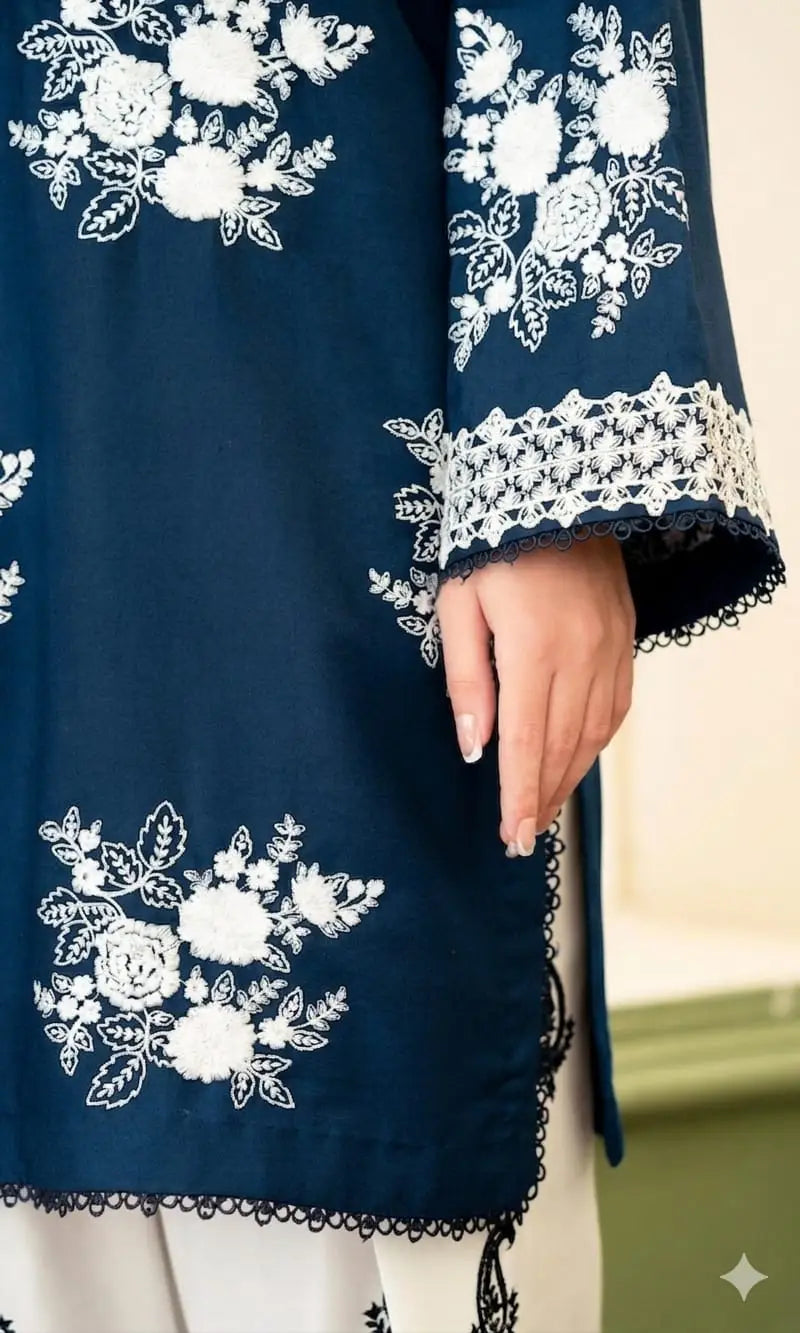 Blue Embroidered Lawn Suit - 3-Piece Unstitched - view 4