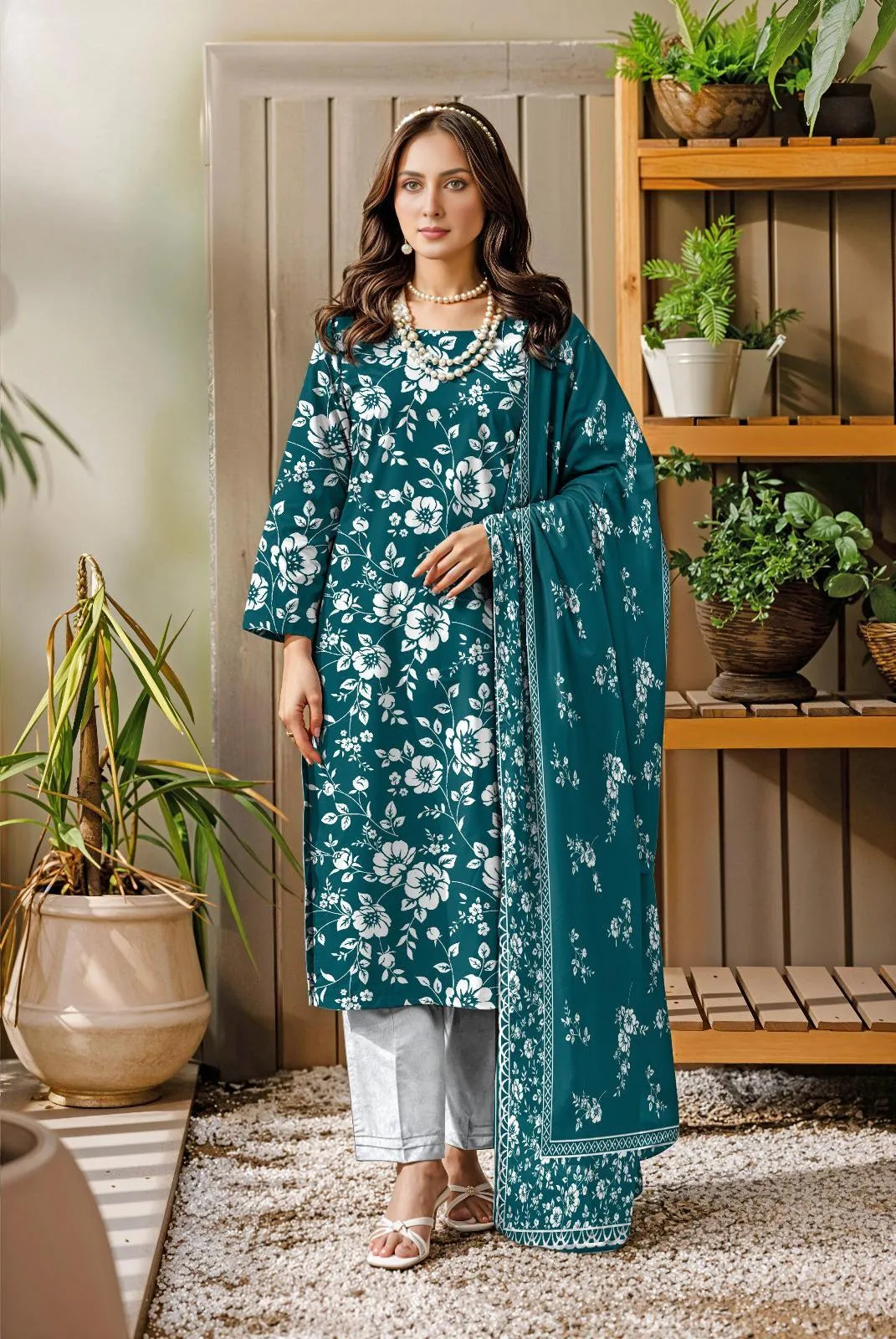 Blue Digital Print Lawn Suit - 3-Piece Unstitched - view 3