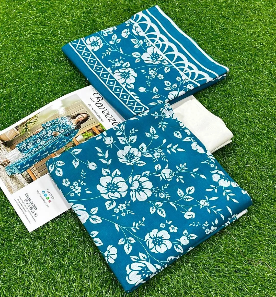 Blue Digital Print Lawn Suit - 3-Piece Unstitched - view 4