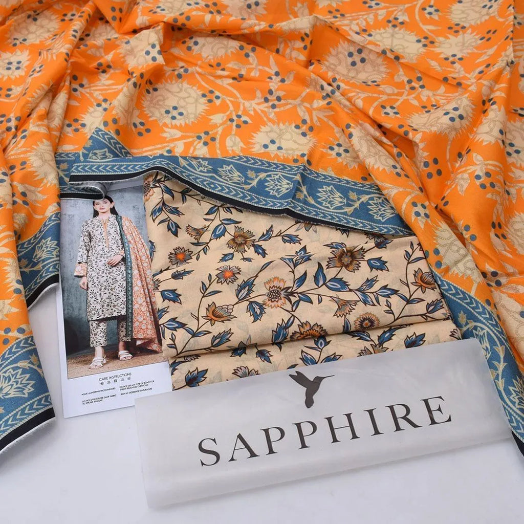 Green Printed Lawn Suit - 3-Piece Unstitched with Lawn Dupatta (Design 1) - view 2