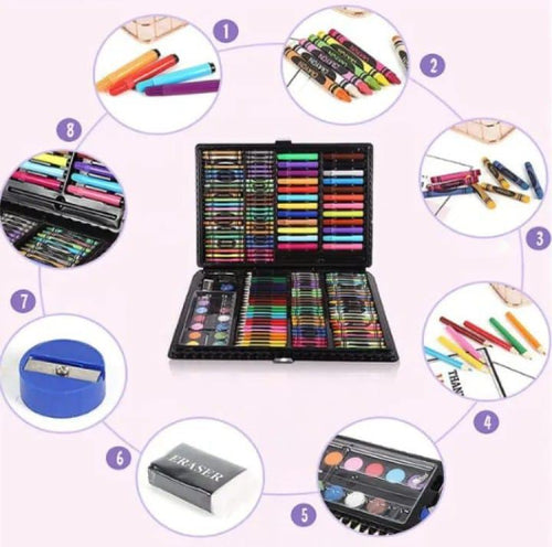 150-Piece Multicolor Alcohol Markers Set with Eraser & Sharpener