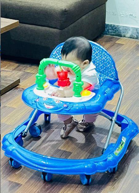 Kids Baby Walker with Toys - Blue, Durable Fiber Build