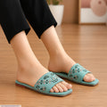 Women's Sea Green Threadwork Slides