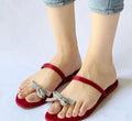 Maroon Rhinestone Bow Women's Flats