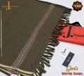 Men's Embroidered Wool Shawl - Green, 3 Yards
