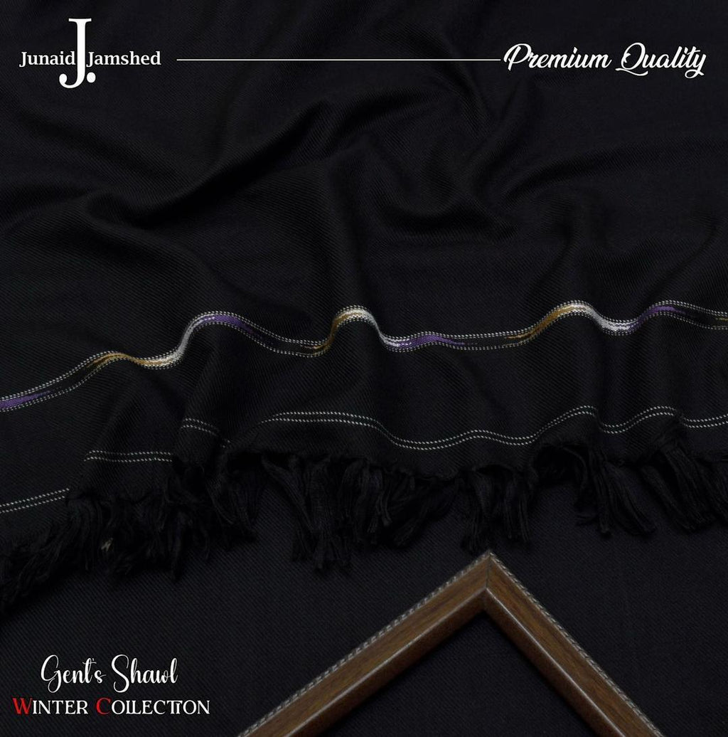 Men's Plain Wool Shawl - Black, 3 Yards, Standard Size