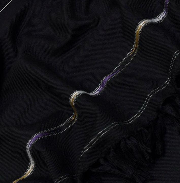 Men's Plain Wool Shawl - Black, 3 Yards, Standard Size