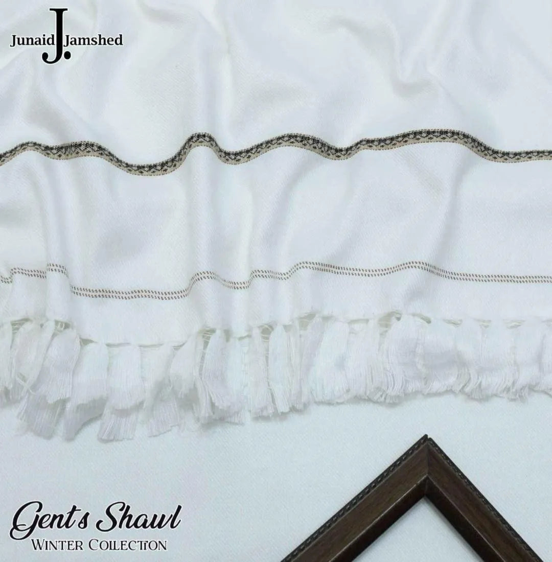Men's Pashmina Wool Shawl - White, 2.5 Gaz