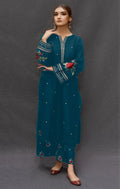 Turquoise Embroidered Lawn Suit - 2-Piece Unstitched