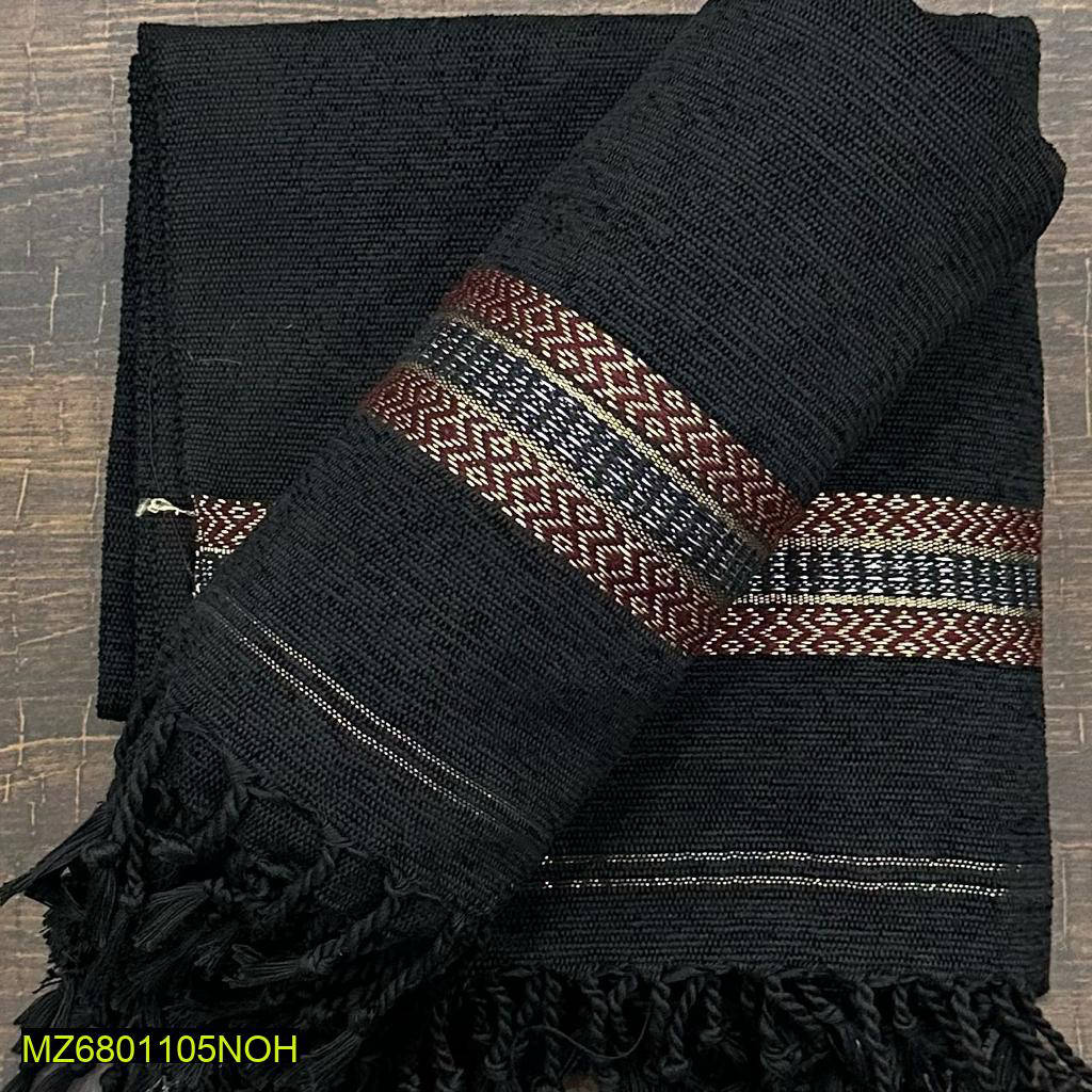 Mardana Velvet Woolen Shawl - Black, 3 x 1.25 Yards