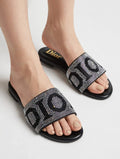 Women's Gemstone Flats - Black, Synthetic Leather