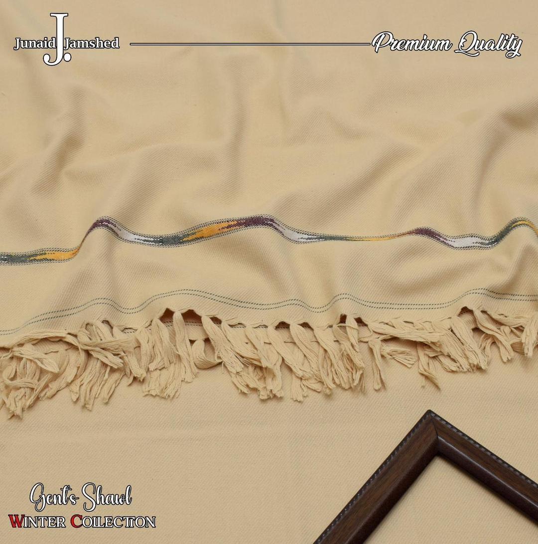Men's Embroidered Wool Shawl - Beige, Formal Wear