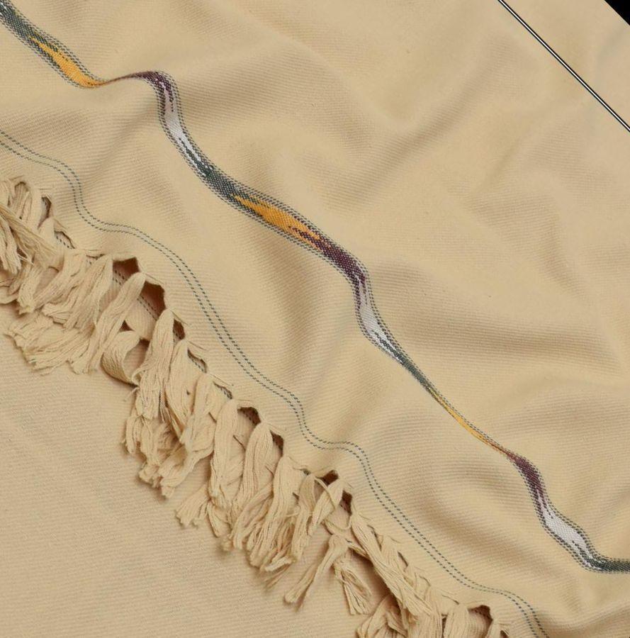 Men's Embroidered Wool Shawl - Beige, Formal Wear