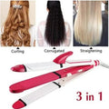 3 in 1 Hair Straightener Roller Curler Red White ABS