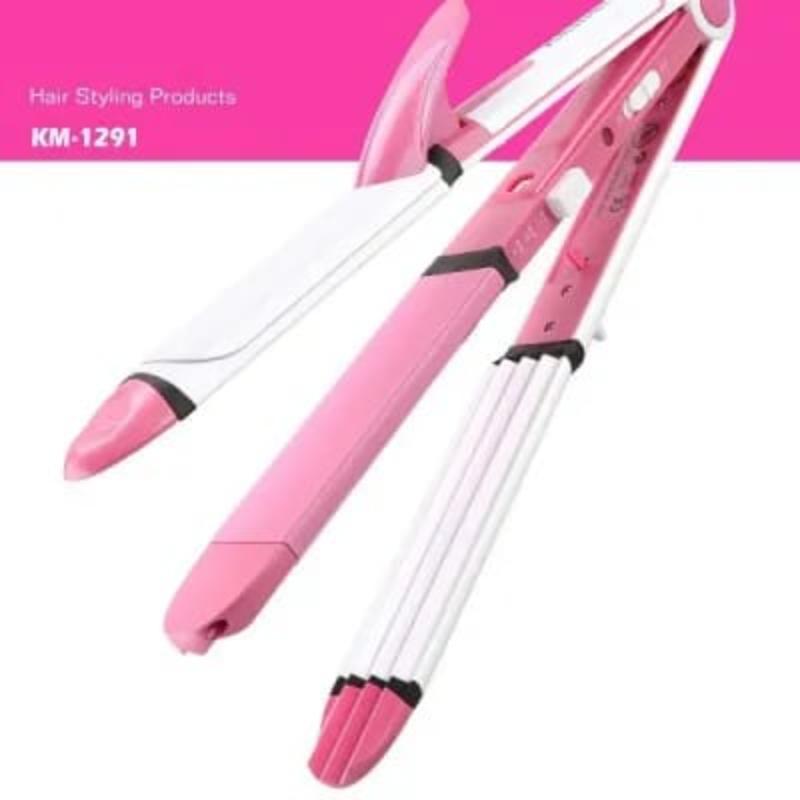 3 in 1 Hair Straightener Roller Curler Red White ABS - view 2