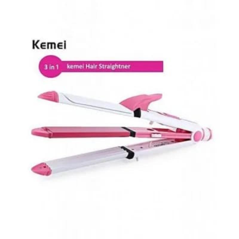 3 in 1 Hair Straightener Roller Curler Red White ABS - view 4