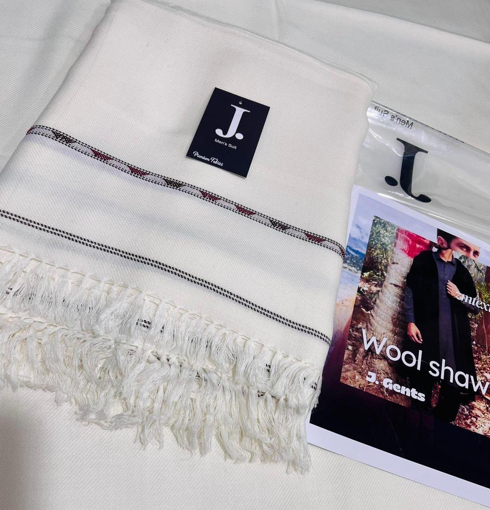 Men's Plain Wool Shawl - White, 2.5 Gazz