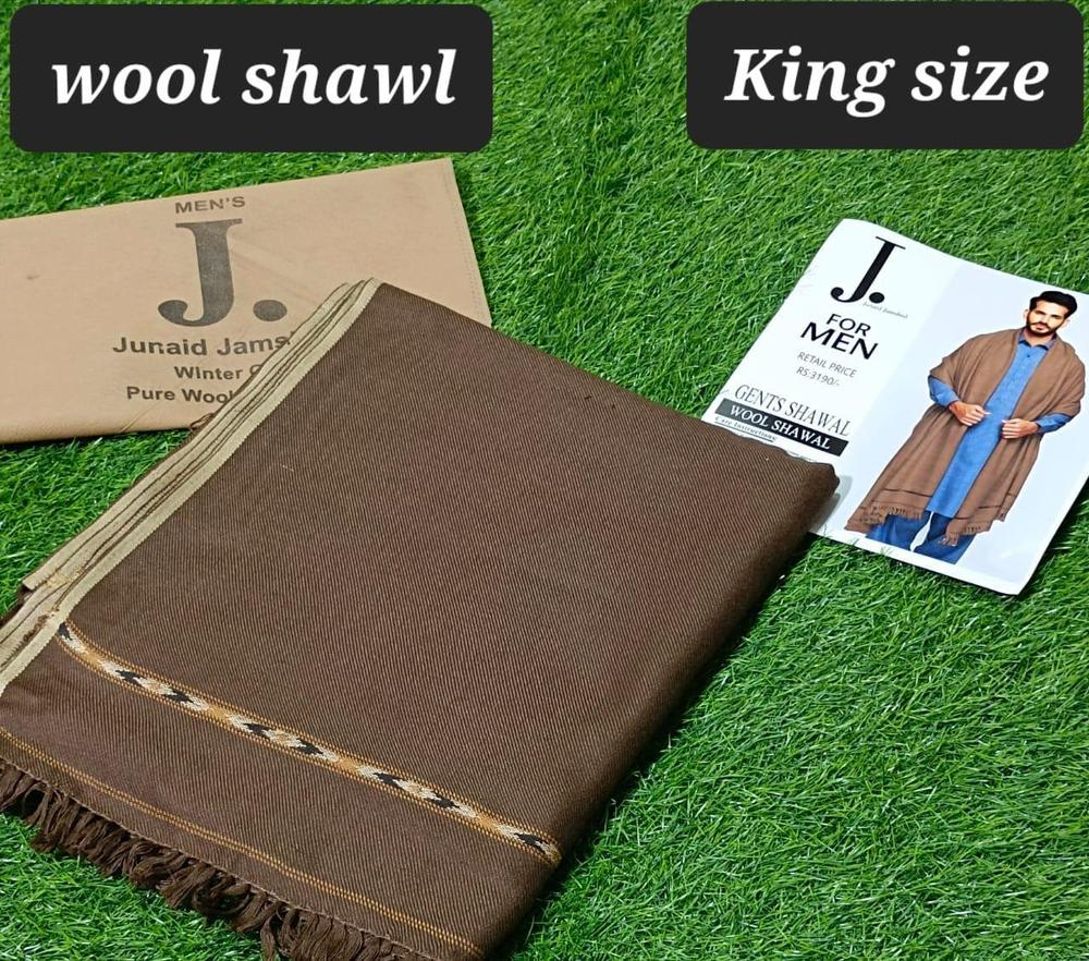 Men's Wool Shawl - Brown, 2.5 Gaz Long, 1.5 Gaz Wide