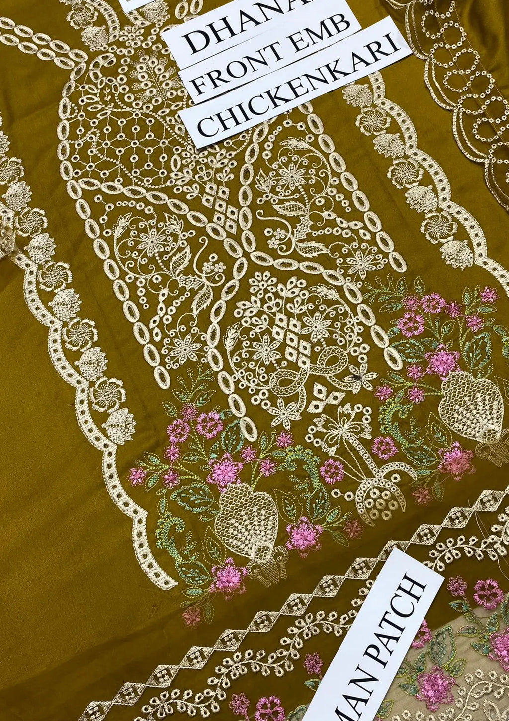 Women's Unstitched Dhanak Suit - Chikankari, Patch Trouser