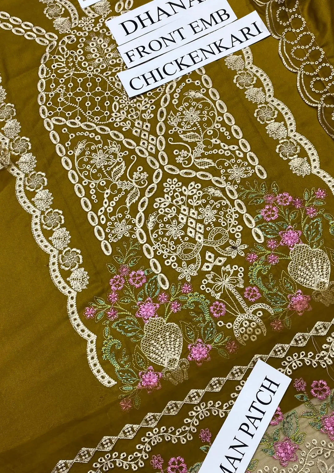 Women's Unstitched Dhanak Suit - Chikankari, Patch Trouser