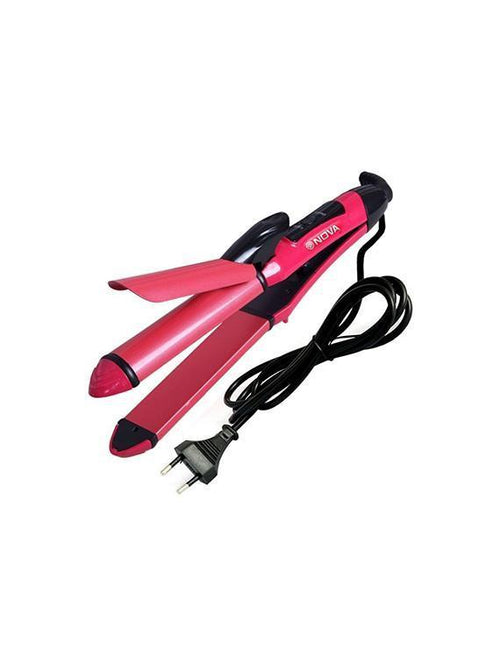 2 in 1 Hair Straightener and Curler - Pink, ABS Plastic