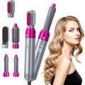 5-in-1 Hair Curler & Straightener Pink Silver Portable