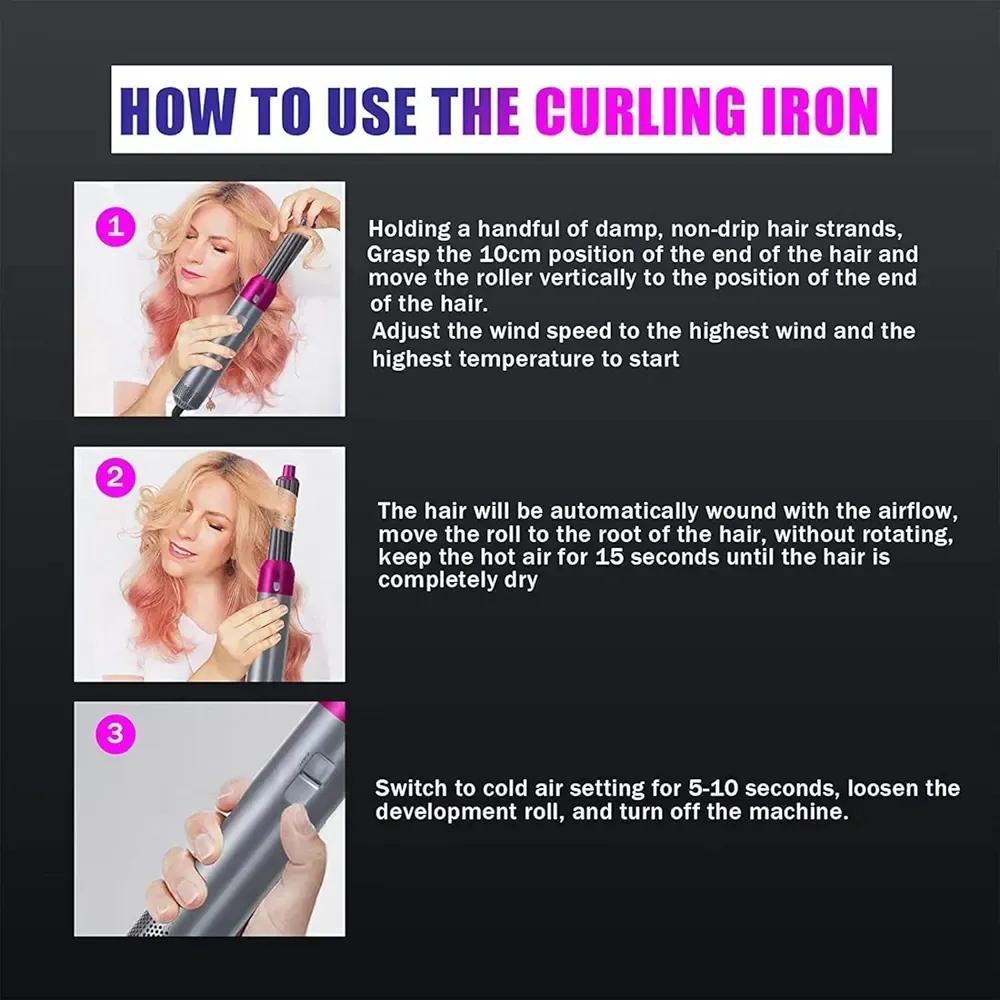 5-in-1 Hair Curler & Straightener Pink Silver Portable - view 5