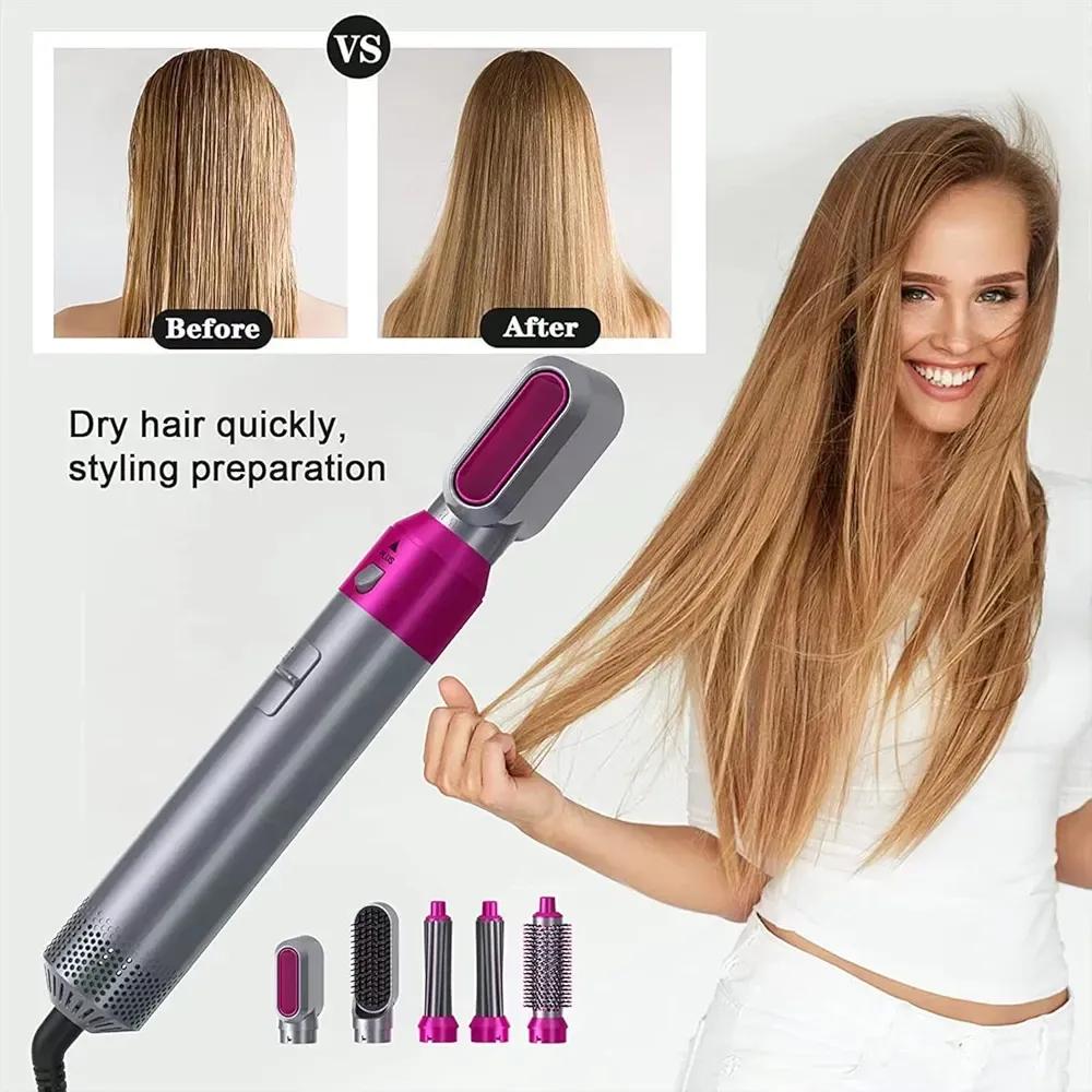 5-in-1 Hair Curler & Straightener Pink Silver Portable - view 6