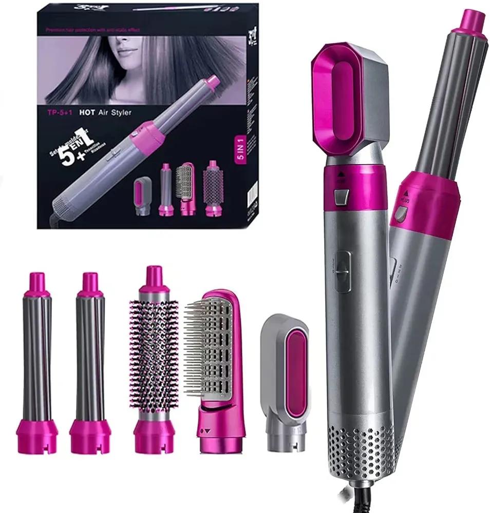 5-in-1 Hair Curler & Straightener Pink Silver Portable - view 7