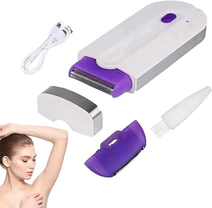 Rechargeable Women's Hair Shaver - Purple & White, Sensitive Skin