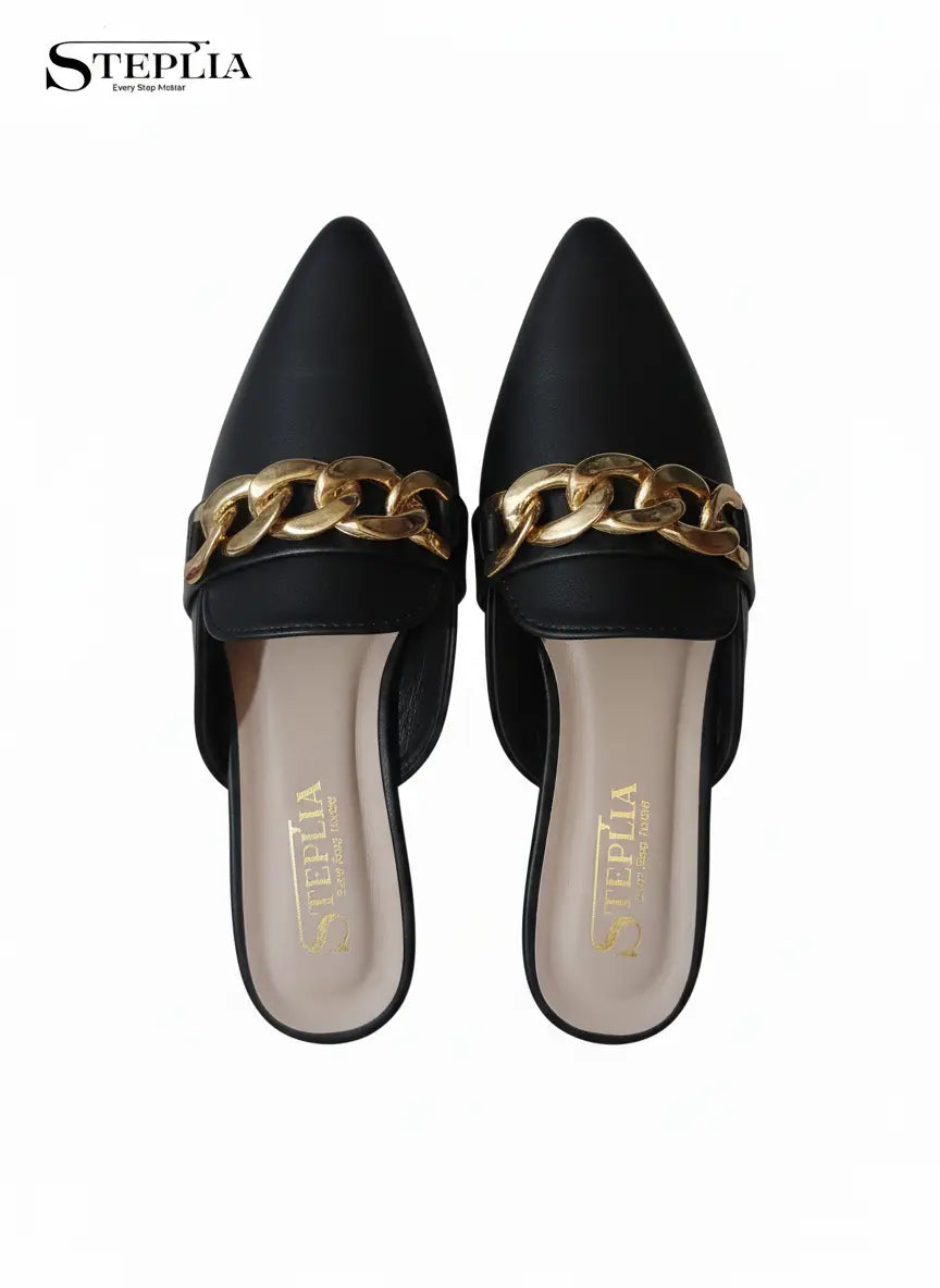 Women's Plain Pumps - Black Rexine, Size 6 to 11