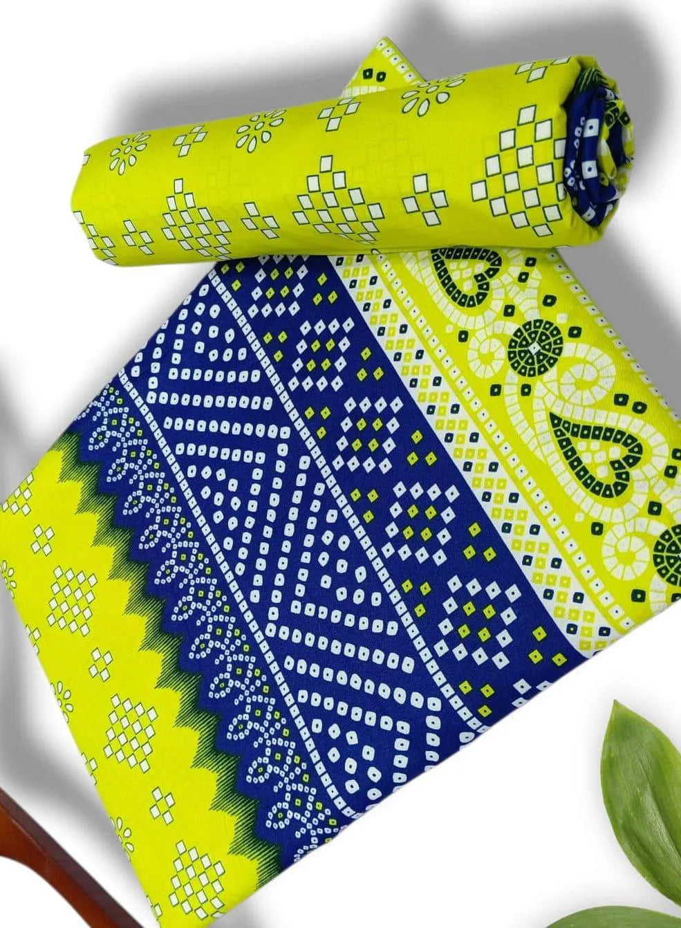 Women's 2 Pc Printed Suit - Yellow Polo Cotton, Unstitched