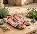 Women's Microfiber Pumps - Pink, Thread Work Embroidery