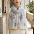 Women's Silk Scarf - Floral Embroidery, Several Colours