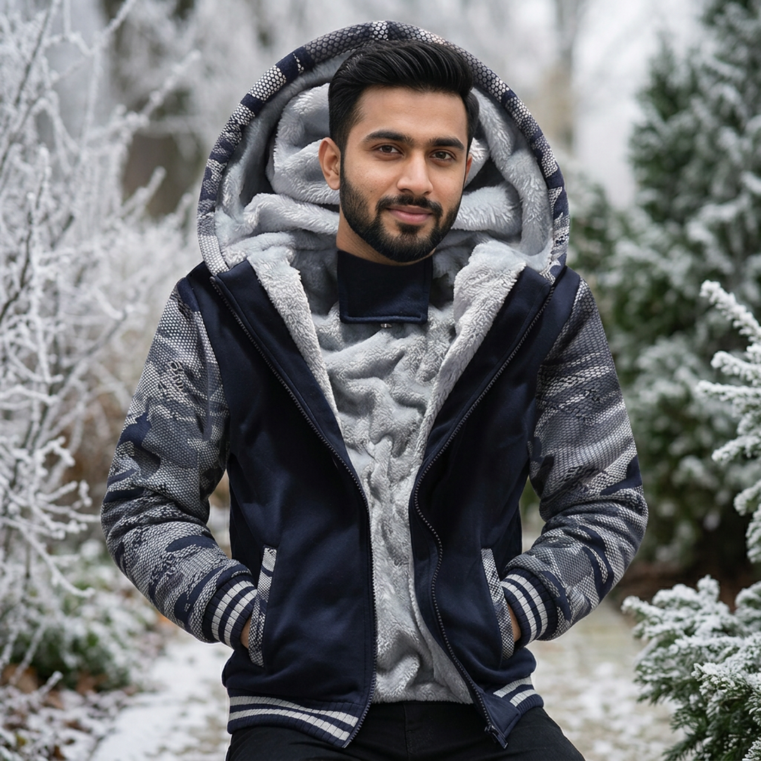 Men's Hooded Fleece Coat - Black or Grey, Zip, Plus Size