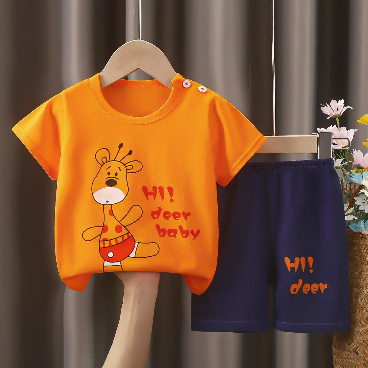 Cotton Cat Sunglasses T-Shirt Shorts Set Yellow