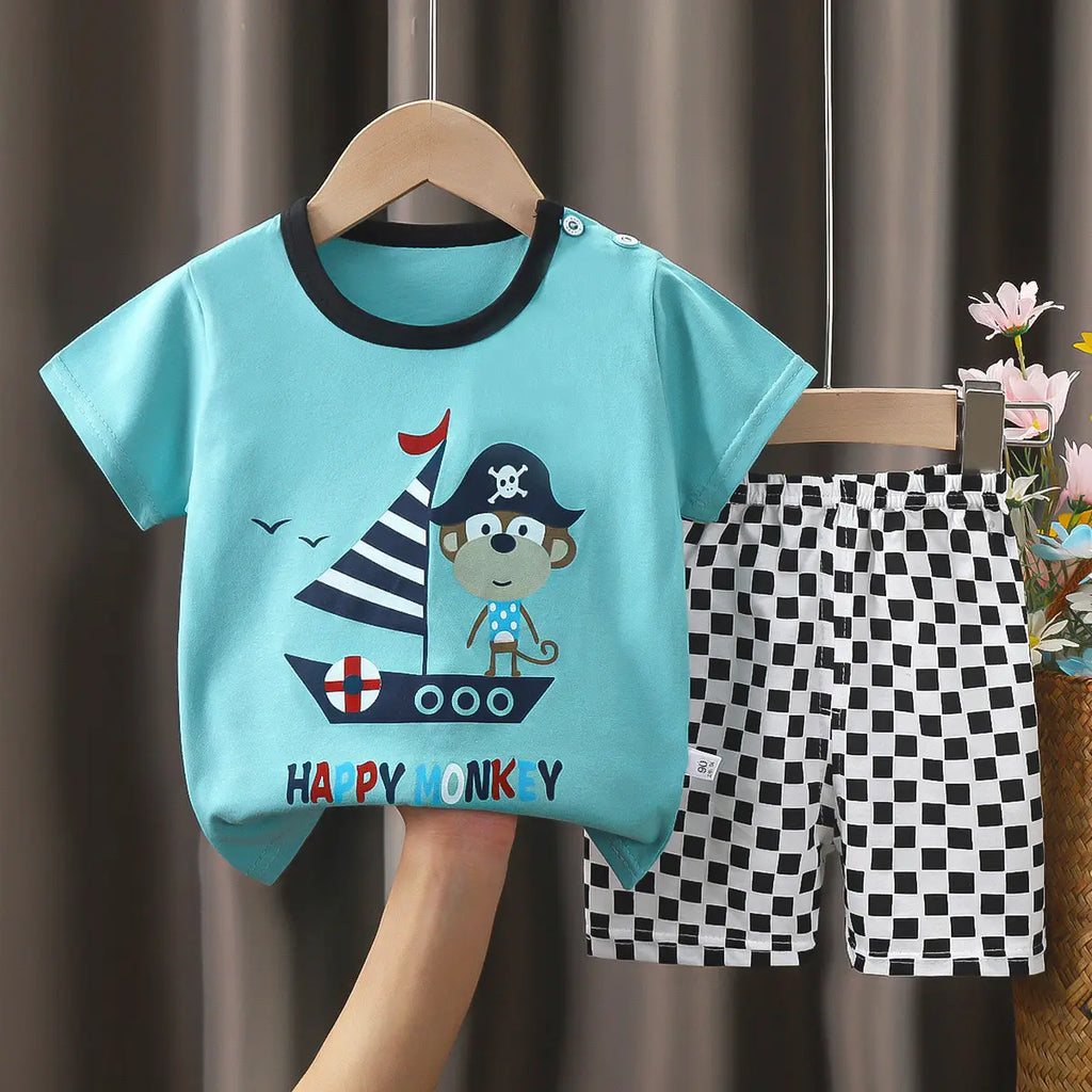 Cotton Cat Sunglasses T-Shirt Shorts Set Yellow