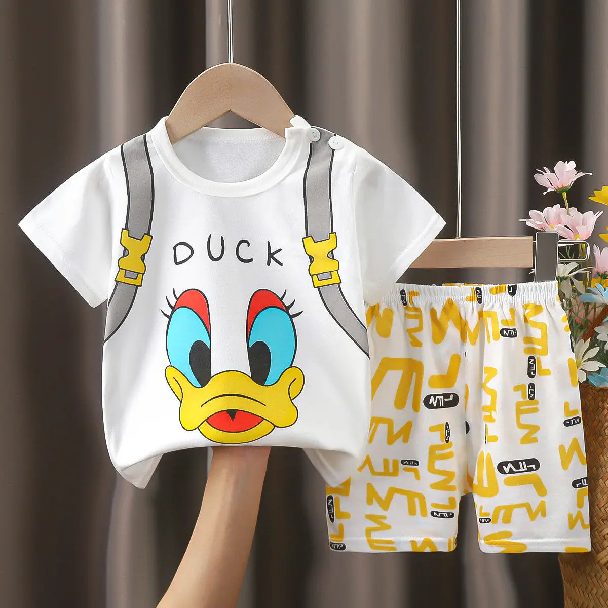 Cotton Cat Sunglasses T-Shirt Shorts Set Yellow