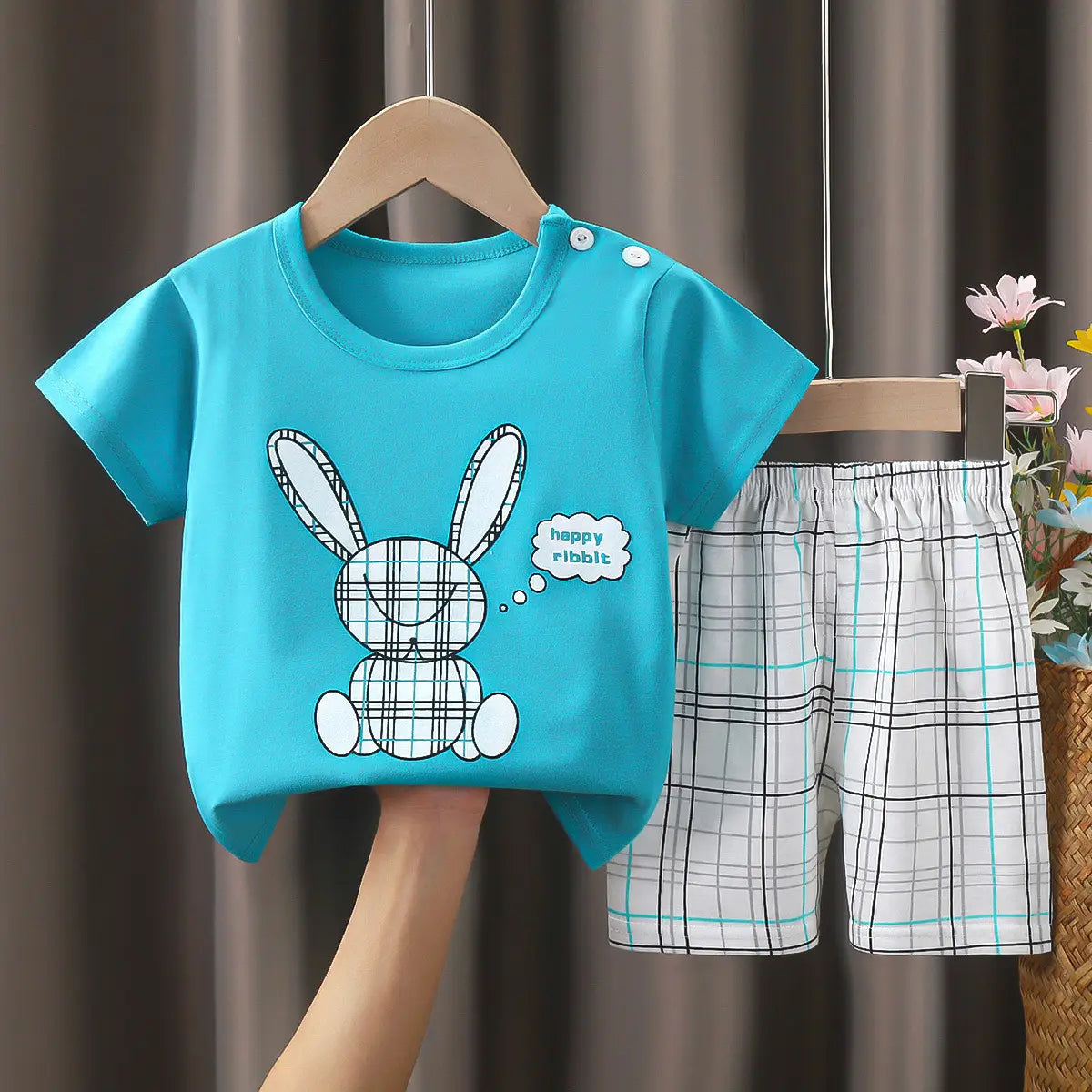 Cotton Cat Sunglasses T-Shirt Shorts Set Yellow